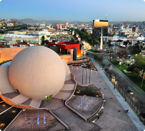 foto aérea del museo Cecut en la ciudad de Tijuana